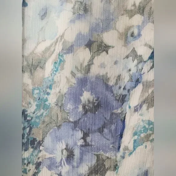 Coldwater Creek PXL White Mlticlrd Floral Print Lined Lngslv Women Shirt Blouse - Picture 3 of 7